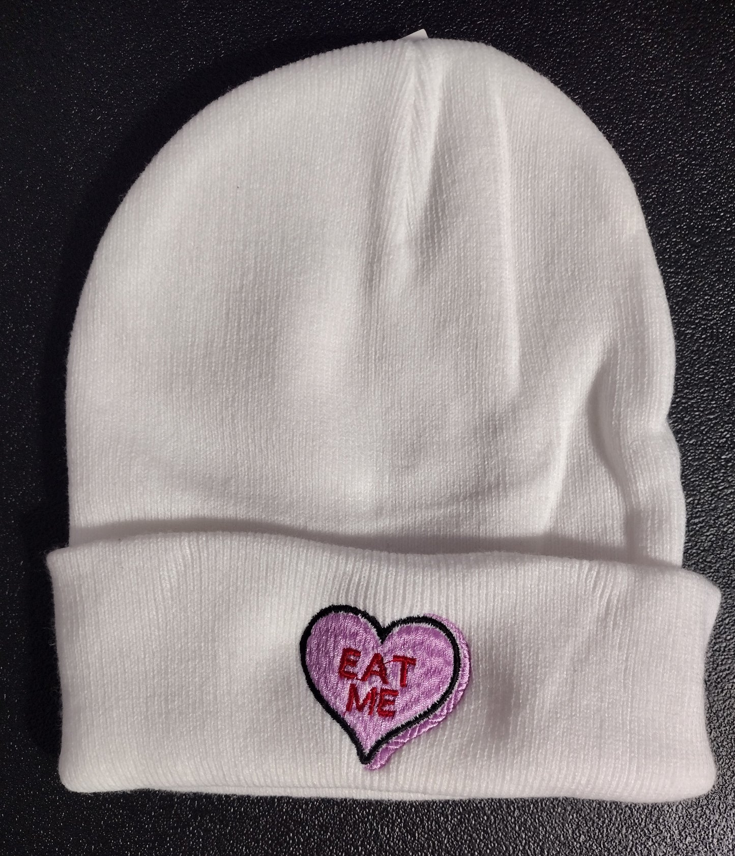 Ruby July Embroidered "Eat Me" for Valentine's Day Set Sweater and Beanie Hat