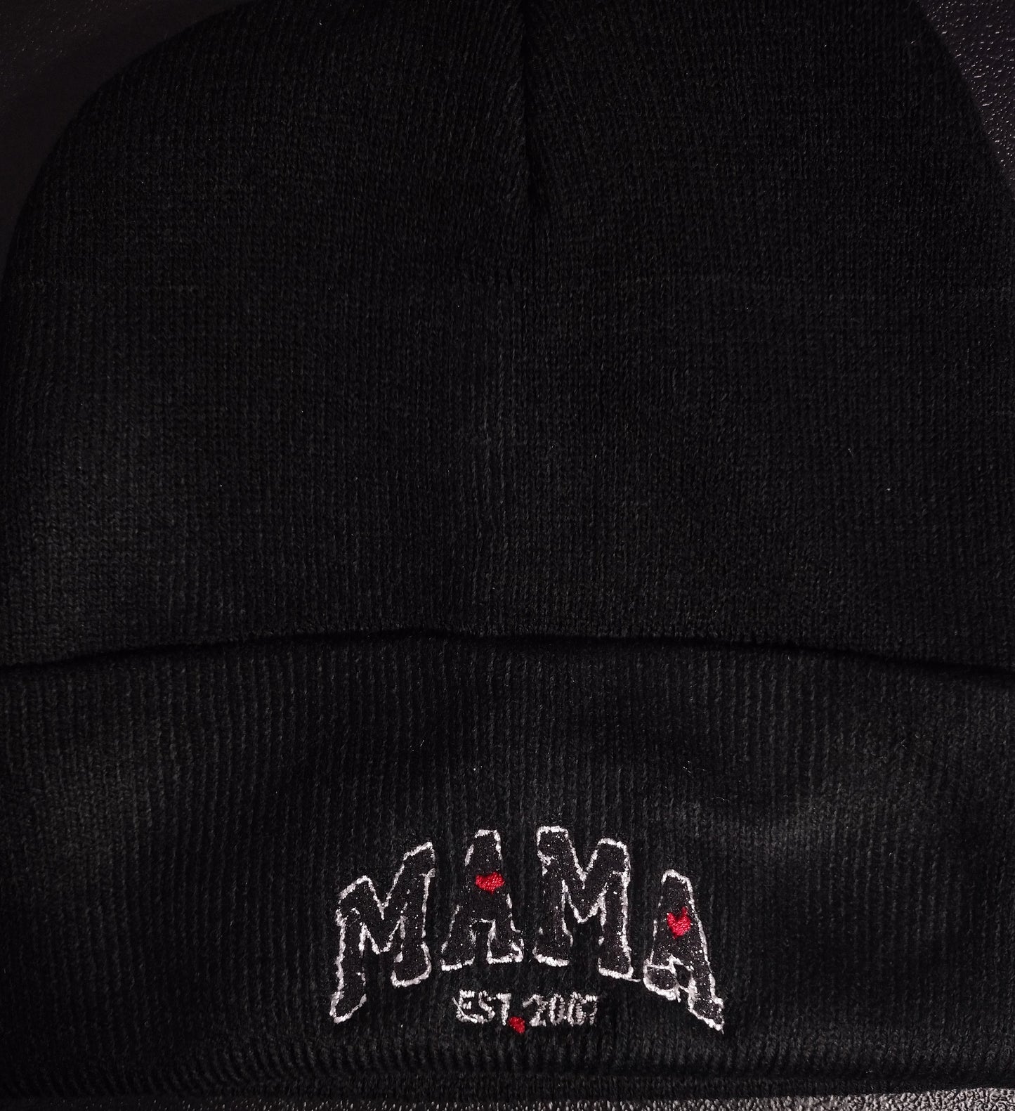 Ruby July "MAMA" Embroidered sweater and Beanie hat set personalized date