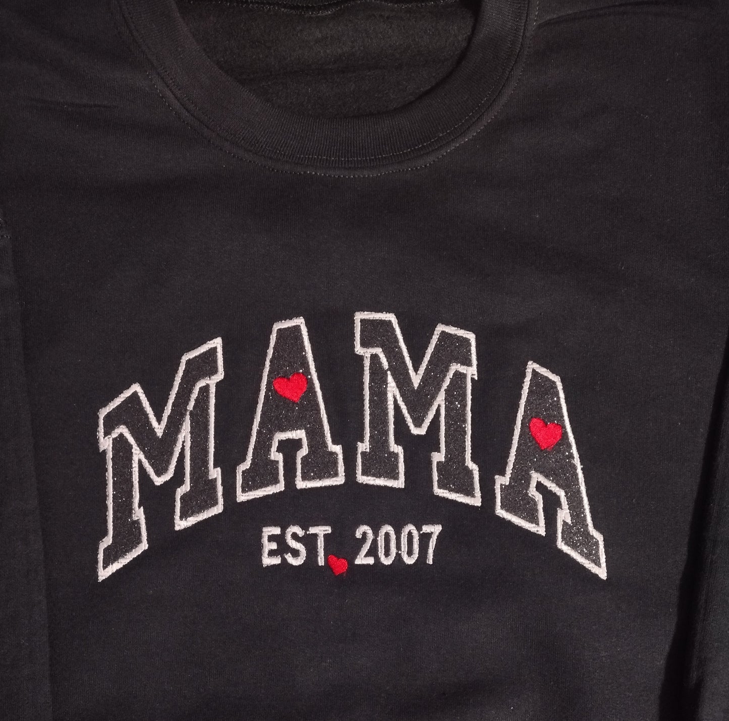 Ruby July "MAMA" Embroidered sweater and Beanie hat set personalized date